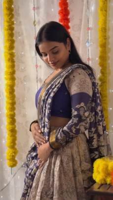 Launching festival Special Kalamkari Lehenga choli kalamkari print Rion cotton In Blue Colour Dupatta And Cream Colour Lehangha