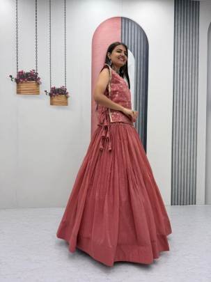 Launching Festival Special lengha choli Whith blouse and Jacket in Pink Colour