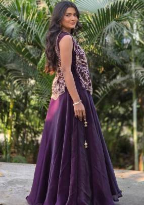 Launching Festival Special lengha Choli embroidery trade and sequence In Purple Colour