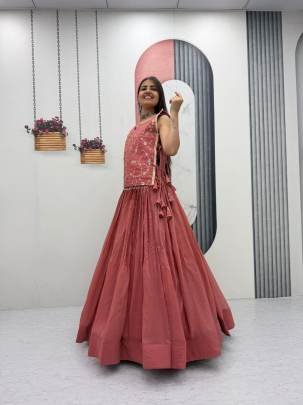 Launching Festival Special lengha choli Whith blouse and Jacket in Pink Colour