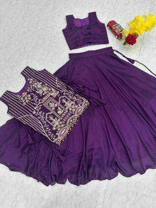 Launching Festival Special lengha Choli embroidery trade and sequence In Purple Colour