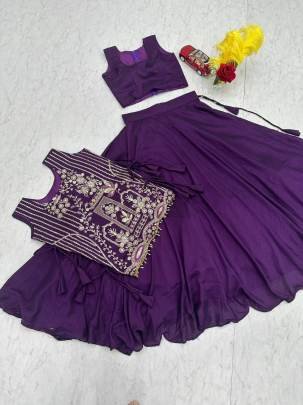 Launching Festival Special lengha Choli embroidery trade and sequence In Purple Colour