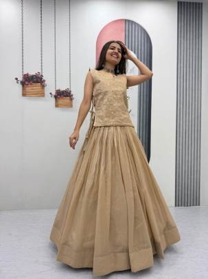 Launching Festival Special lengha choli Whith blouse and Jacket in Tan Colour