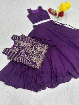 Launching Festival Special lengha Choli embroidery trade and sequence In Purple Colour
