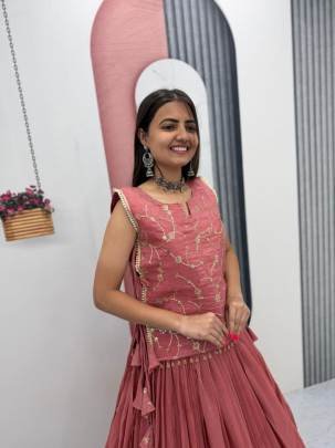 Launching Festival Special lengha choli Whith blouse and Jacket in Pink Colour