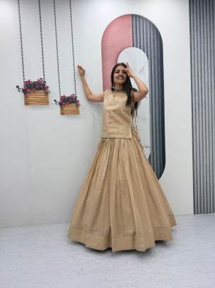 Launching Festival Special lengha choli Whith blouse and Jacket in Tan Colour