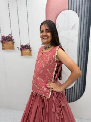 Launching Festival Special lengha choli Whith blouse and Jacket in Pink Colour