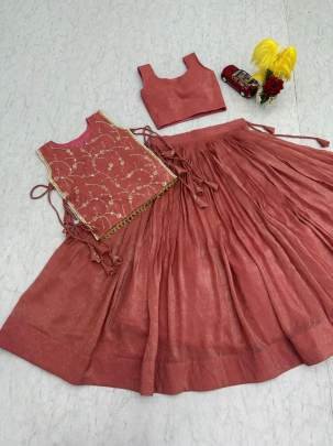 Launching Festival Special lengha choli Whith blouse and Jacket in Pink Colour