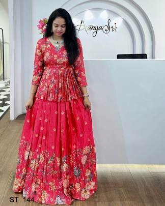 Launching Most Trending our Chinnon Silk Fully Stitched With Attachable Frill   Hand Work Lehenga Choli and tradition For any Occasion  ST 144