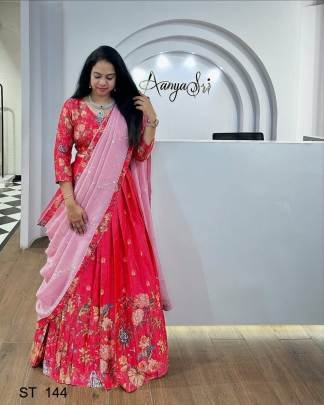 Launching Most Trending our Chinnon Silk Fully Stitched With Attachable Frill   Hand Work Lehenga Choli and tradition For any Occasion  ST 144