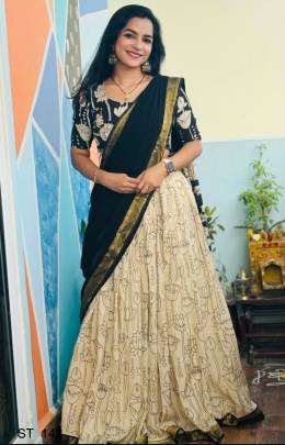 Launching Most Trending our Kalamkari Printed Fully Stitched Pure Soft Musline With Jaccard Lace Border Lehenga Choli and tradition For any Occasion  