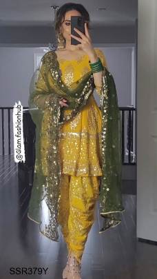 Launching New Designer Party Wear Look For Punjabi Haldi Function Dhoti Salwar And Dupatta SSR379