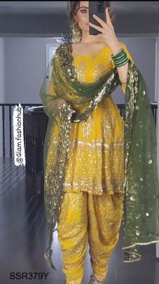 Launching New Designer Party Wear Look For Punjabi Haldi Function Dhoti Salwar And Dupatta SSR379