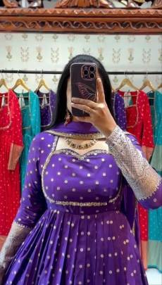 Launching New Jacquard Gown by Surati Fabrics in Purple Colour
