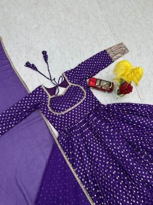 Launching New Jacquard Gown by Surati Fabrics in Purple Colour