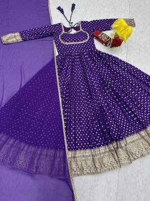 Launching New Jacquard Gown by Surati Fabrics in Purple Colour