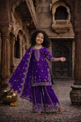 Launching New Sarar Pair For Kid in Purplle colour