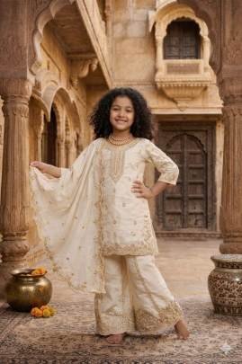 Launching New Sarar Pair For Kid in White colour