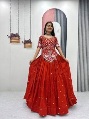 Launching Wedding wear Lehenga Choli  embroidery thread With Sequence Work In Red Colour 