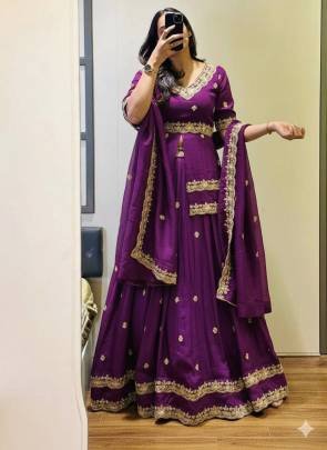 Launching Wedding wear Lehenga Choli Thread   paip Sequence Work In Purple Colour 