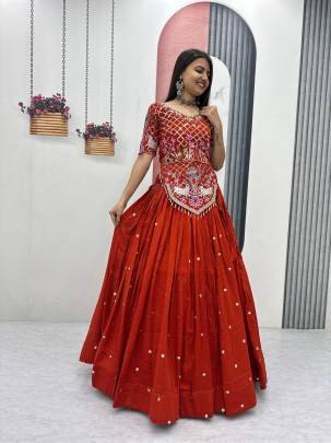 Launching Wedding wear Lehenga Choli  embroidery thread With Sequence Work In Red Colour