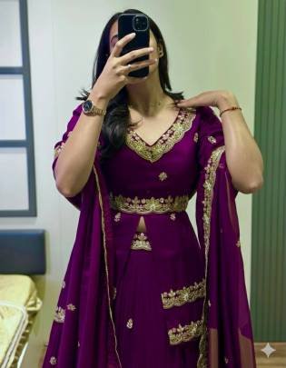 Launching Wedding wear Lehenga Choli Thread   paip Sequence Work In Purple Colour