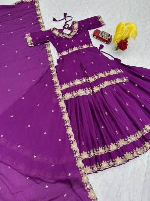 Launching Wedding wear Lehenga Choli Thread   paip Sequence Work In Purple Colour
