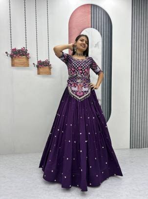 Launching Wedding wear Lehenga Choli  embroidery thread With Sequence Work In Purple Colour