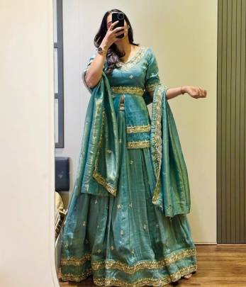 Launching Wedding wear Lehenga Choli Thread   paip Sequence Work In Teal Green Colour