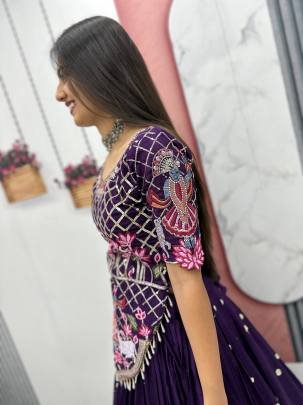 Launching Wedding wear Lehenga Choli  embroidery thread With Sequence Work In Purple Colour