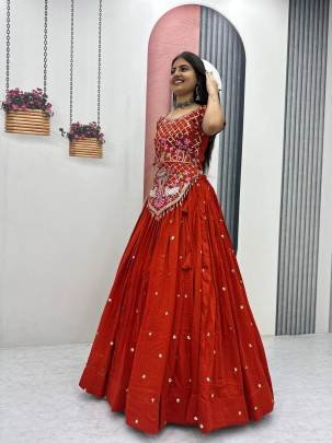 Launching Wedding wear Lehenga Choli  embroidery thread With Sequence Work In Red Colour