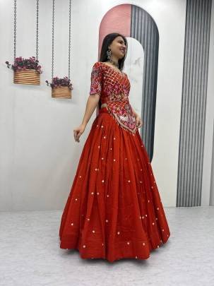 Launching Wedding wear Lehenga Choli  embroidery thread With Sequence Work In Red Colour