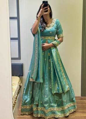 Launching Wedding wear Lehenga Choli Thread   paip Sequence Work In Teal Green Colour