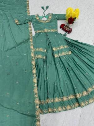 Launching Wedding wear Lehenga Choli Thread   paip Sequence Work In Teal Green Colour