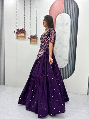 Launching Wedding wear Lehenga Choli  embroidery thread With Sequence Work In Purple Colour