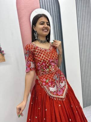 Launching Wedding wear Lehenga Choli  embroidery thread With Sequence Work In Red Colour