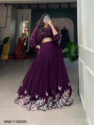 Lehenga With a Captivating Confluence of Tradition and Trend in Wine Colour