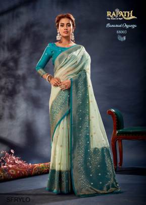 Light Green Banarasi Organza Silk With Contrast Blouse and Pallu