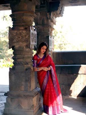 Light on the body  elegant in style  A crepe stripe weaving saree made for everyday comfort