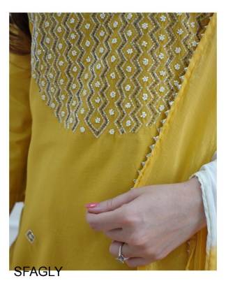 Light Yellow Chanderi Silk Handwork With Pent And Dupptta