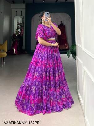 LNB Pink Vaatika chiffon floral print co ord Navratri Lehenga NNK1132PRL