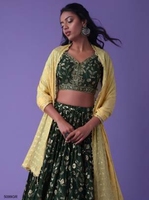  Luxurious Deep Green Lehenga Choli Set  ?5099GR