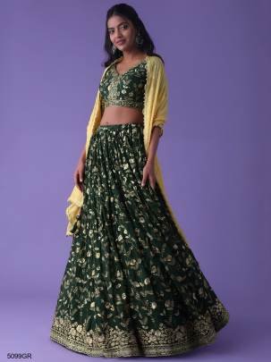 Luxurious Deep Green Lehenga Choli Set  ?5099GR