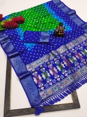 MAHIRA The Superior Soft Silk Bandhej Saree That Has Multicoloured Dying And Soft And Easy Flowy in Purple 