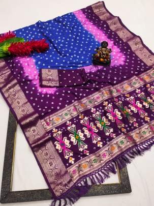 MAHIRA The Superior Soft Silk Bandhej Saree That Has Multicoloured Dying And Soft And Easy Flowy in Dark Pink 