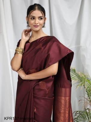Maroom Soft Litchi Silk Saree Catalog KPR137 