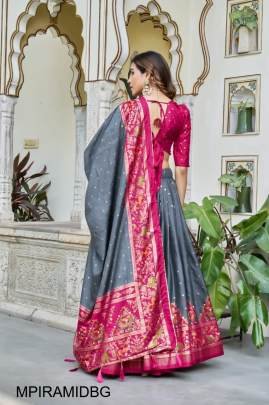 Maroon Blouse Piramid Lehenga In Bottole Green