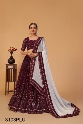 MAROON NEW TRENDING GEORGETTE LEHENGA CHOLI WITH CONTRAST DUPATTA  3103PLU