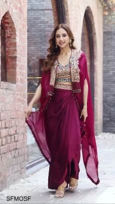 Maroon Organza Silk Fabric And Choli Also Organza Silk Fabric