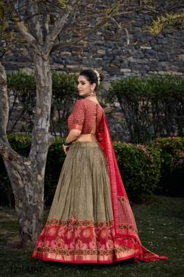  MEHENDI Presenting a perfectly blended Tussar silk lehenga for festive season to charm your look  LNB1200MND